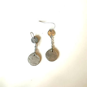 Lightweight Small Silver Tone Dangle Disk Earrings